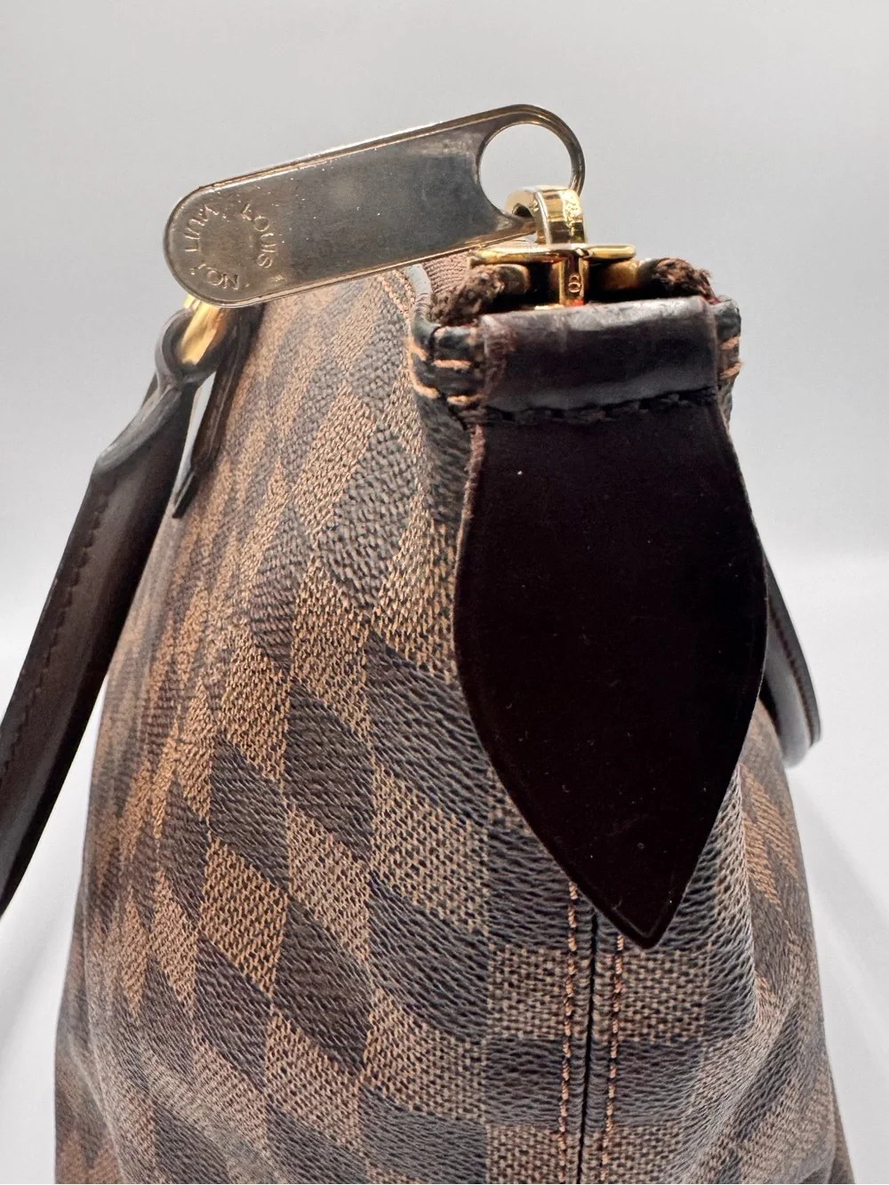 Authentic Louis Vuitton Saleya MM Damier Ebene Tote Bag Red Interior